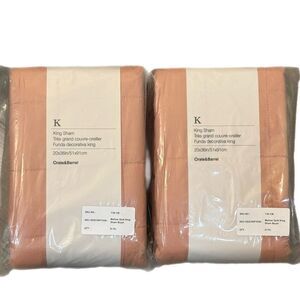 Crate & Barrel Pillow Sham Mellow Quilt King Blush Pink Organic Cotton.